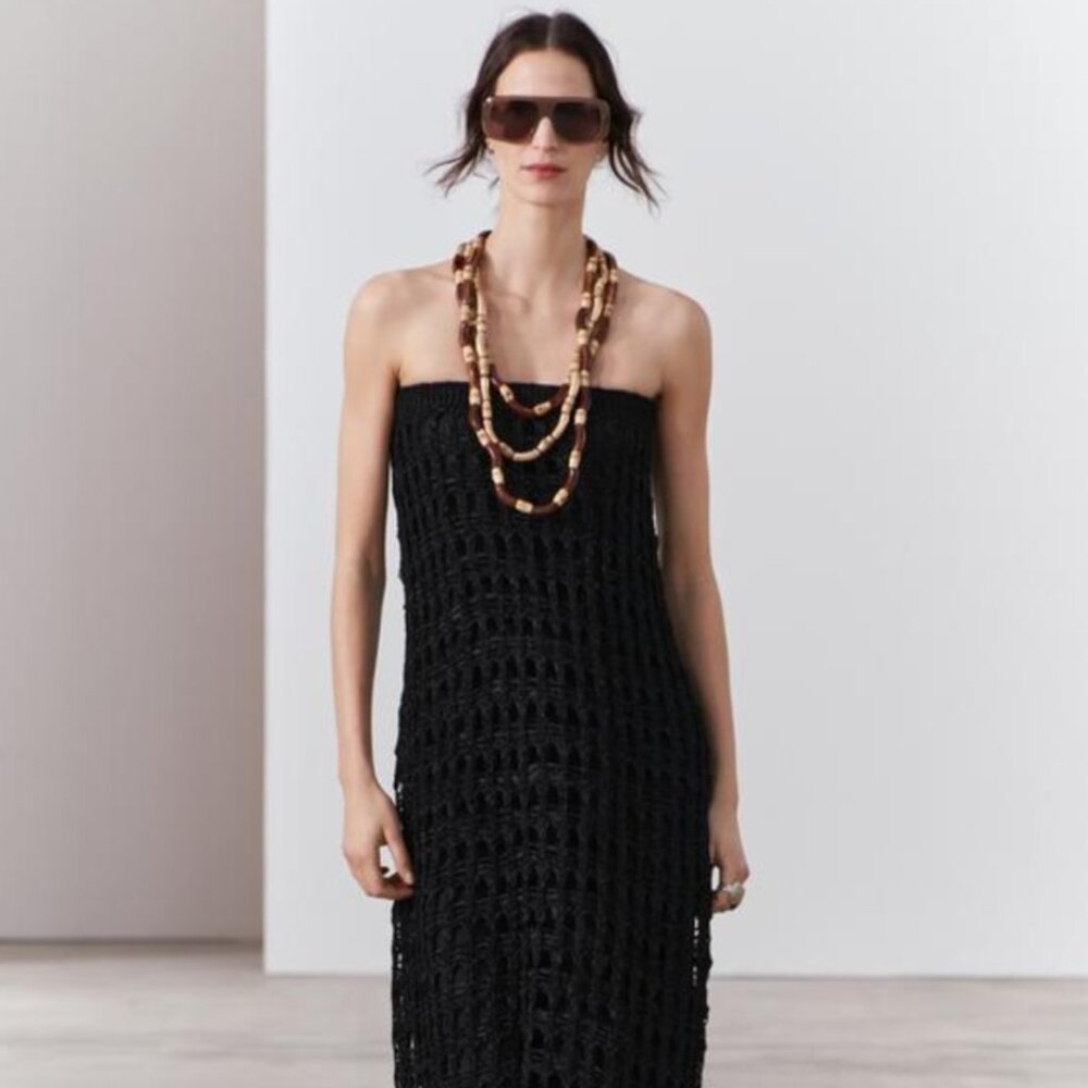 SOLD! ZARA OFF THE SHOULDER OPEN KNIT DRESS